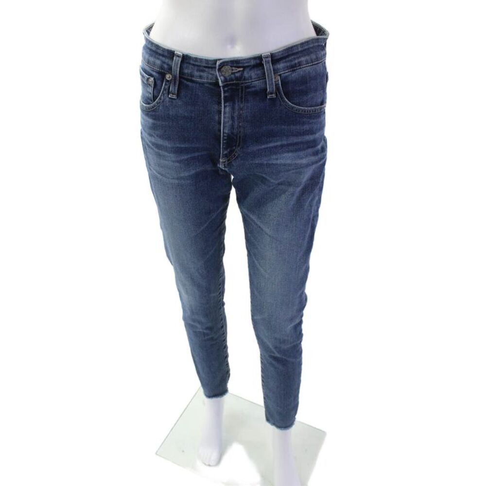 AG-ED Denim Womens Ankle Skinny Jeans Dark Blue Mid Rise Button Size 29